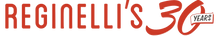 Red 'Reginelli's 30 Years' logo on a white background
